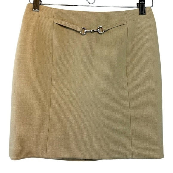 NWT H&M Tan Mini Skirt Women’s Size 4 Fall Silver Buckle - Picture 1 of 10